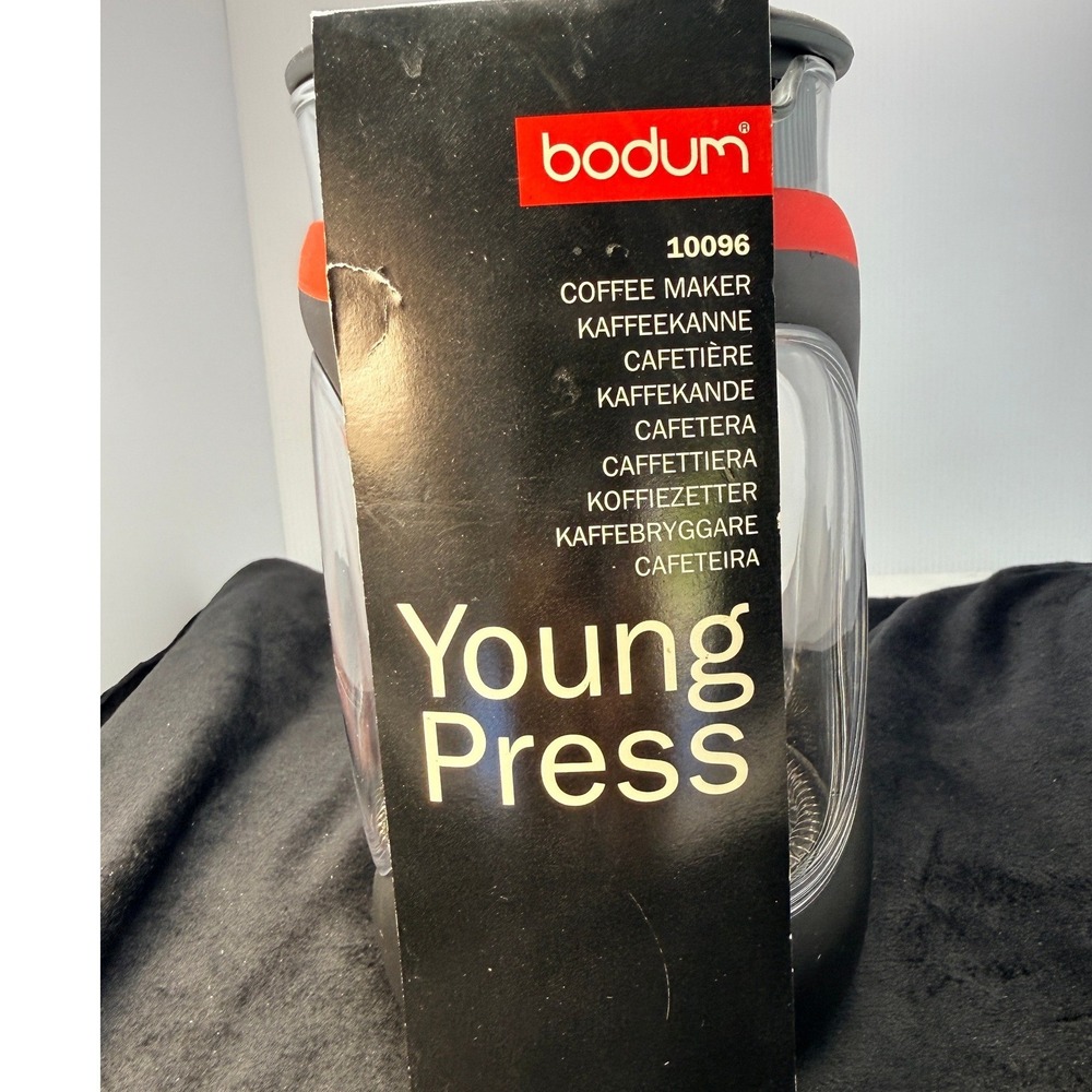 Bodum "Young Press" French Press Coffee Maker NWT Black & Red